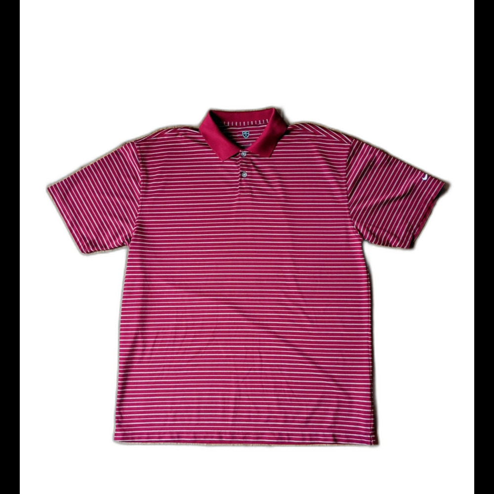 Nike Golf Red Striped Polo Shirt Mens XL